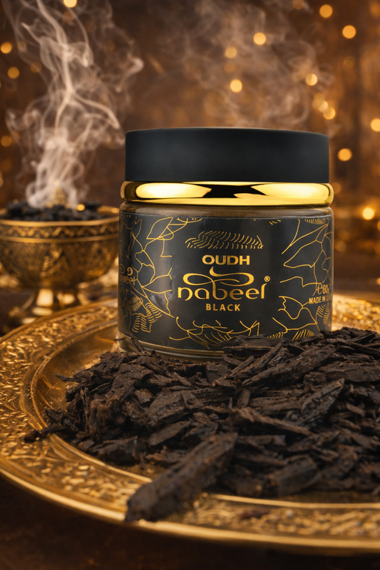 Oudh Nabeel Black Bakhoor 60g – Deep, Smoky & Premium Oud Home Fragrance