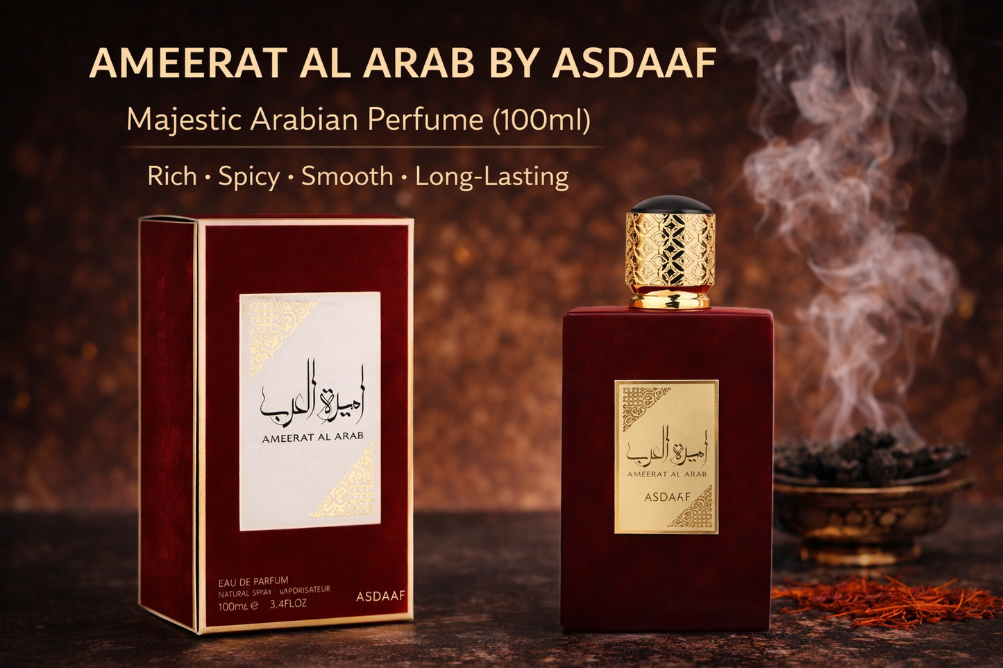 Ameerat Al Arab - Princess of Arabia 100ml EDP by ASDAAF Women's Fragrance with Wood Musk Oud Olibanum Jasmine Lily Amber Woody Notes