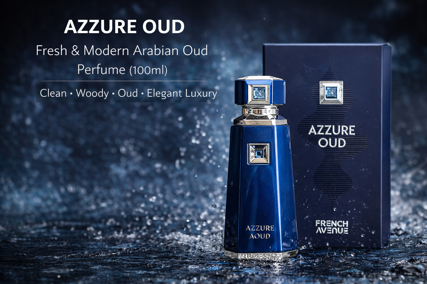 French Avenue Azzure Aoud 100ml Eau De Parfum - Saffron, Passion Fruit & Rose Notes - Oriental Woody Fragrance for Luxurious Elegance
