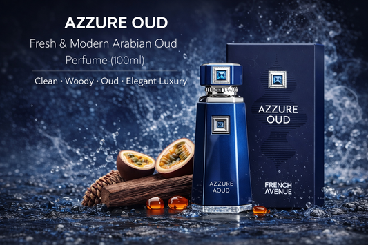 French Avenue Azzure Aoud 100ml Eau De Parfum - Saffron, Passion Fruit & Rose Notes - Oriental Woody Fragrance for Luxurious Elegance