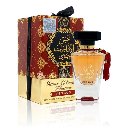 Shams Al Emarat Khususi Red Oud – Sweet Fruity Oud, Amber & Smoky Luxury (100ml EDP)